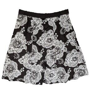 Talbots Skirt Size 6 Petite Brown Paisley Knee A Line 100% Cotton Modest Casual